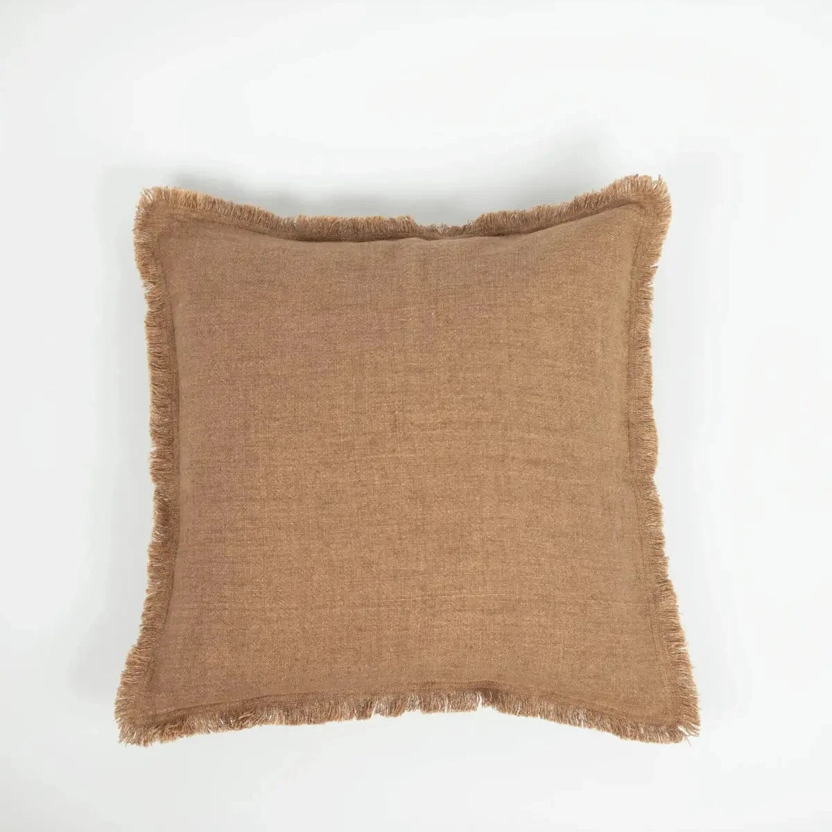 Brown textured pillow on a white background