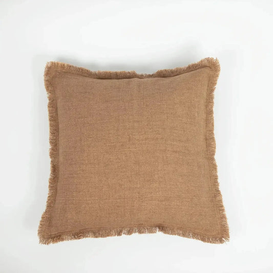 Brown textured pillow on a white background