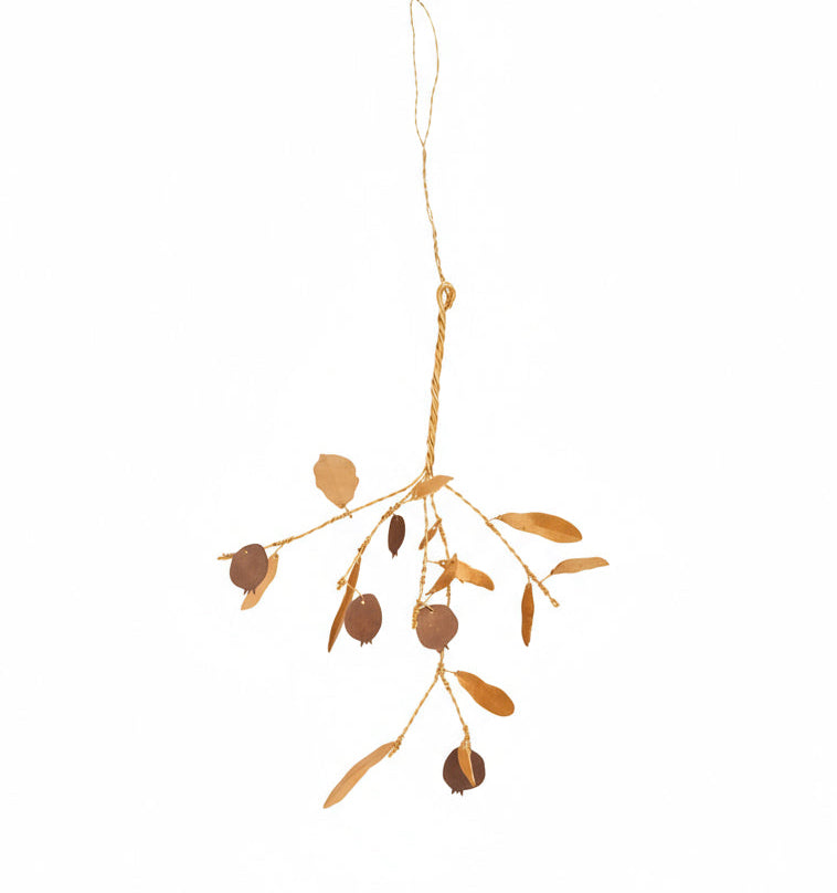 Hanging mistletoe decoration on a white background