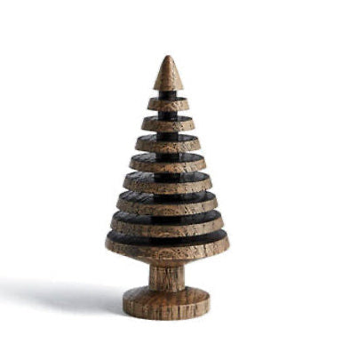 Wooden decorative item resembling a tree on a white background