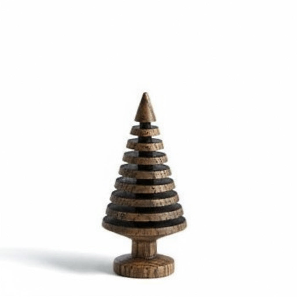 Wooden decorative item shaped like a tree on a white background