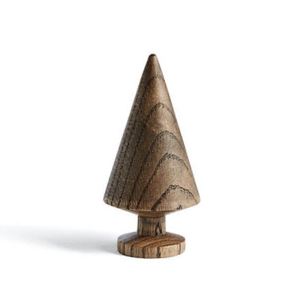 Wooden Christmas tree ornament on a white background