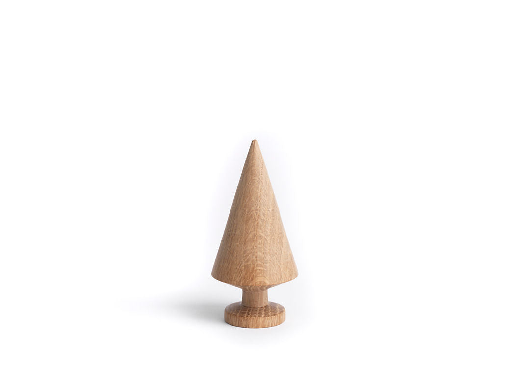 Wooden cone-shaped object on a white background