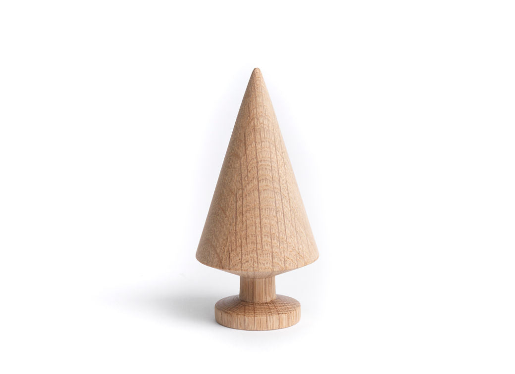 Wooden cone-shaped object on a white background