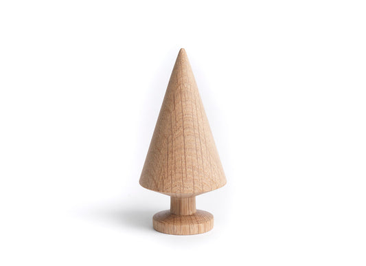 Wooden cone-shaped object on a white background
