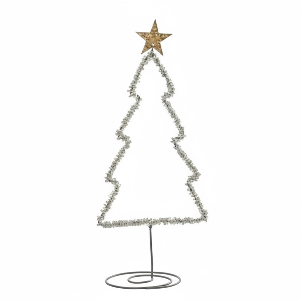 Decorative Christmas tree with a star on top on a white background