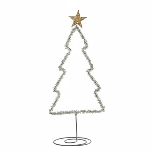 Decorative Christmas tree with a star on top on a white background